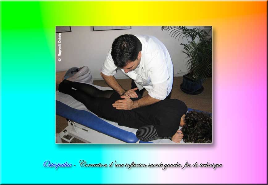 Photo Ostéopathie : Correction Inflexion sacrée gauche, fin technique.