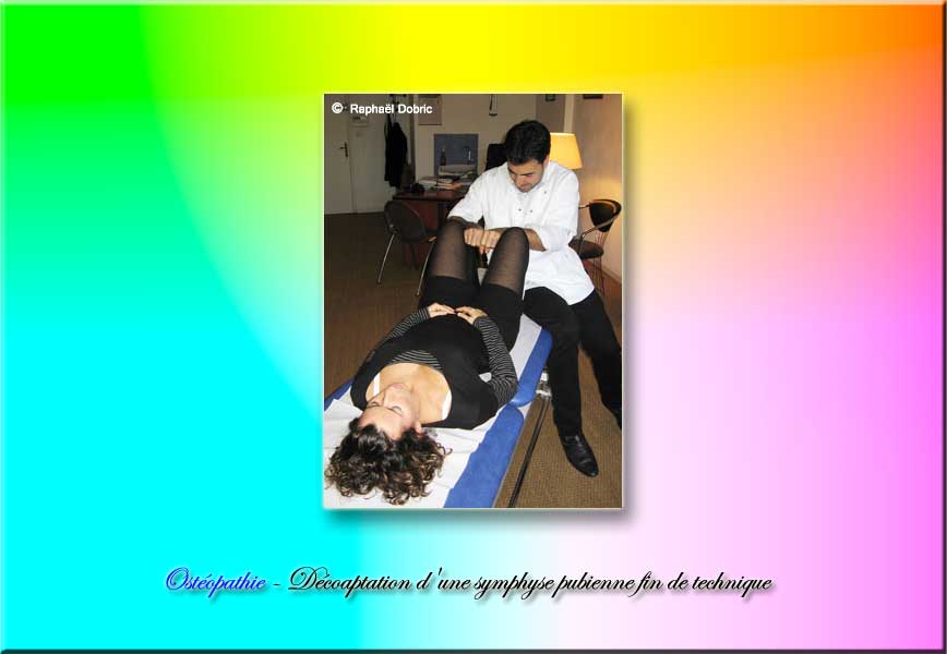 Photo Ostéopathie : Décoaptation Symphyse pubienne, fin technique.